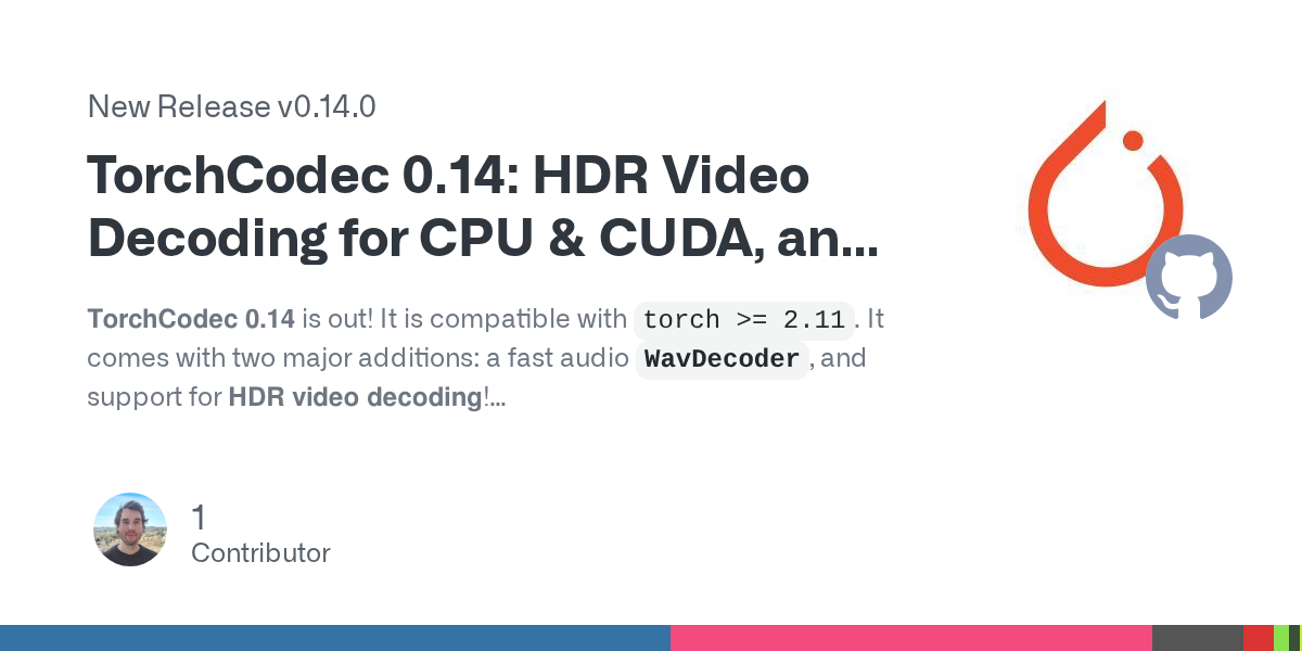 영상·음성을 GPU로 바로 텐서로 — Meta의 TorchCodec 0.14, 이제 HDR까지 디코딩