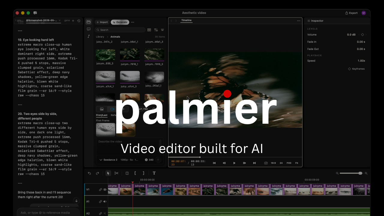 AI가 직접 편집하는 시대를 겨냥한 오픈소스 macOS 영상 편집기, Palmier Pro