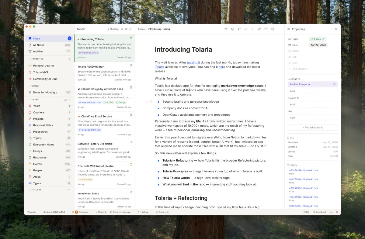 Tolaria — 맥OS 네이티브로 만든 오픈소스 마크다운 지식 관리 앱