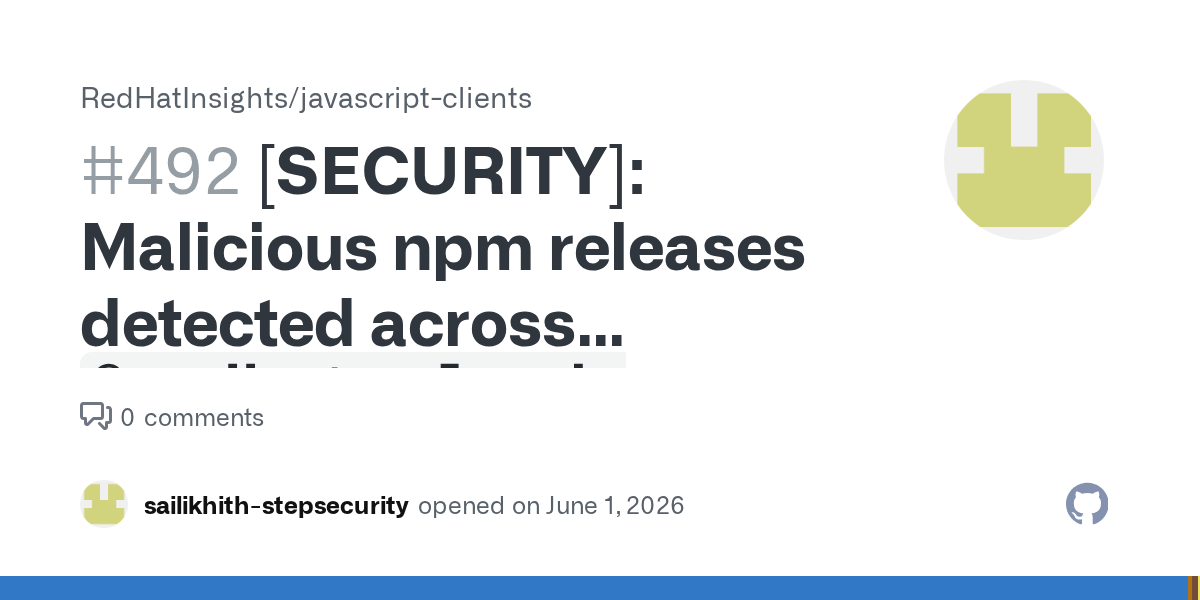Red Hat 공식 NPM 패키지가 해킹당했다 - 공급망 공격의 또 다른 사례