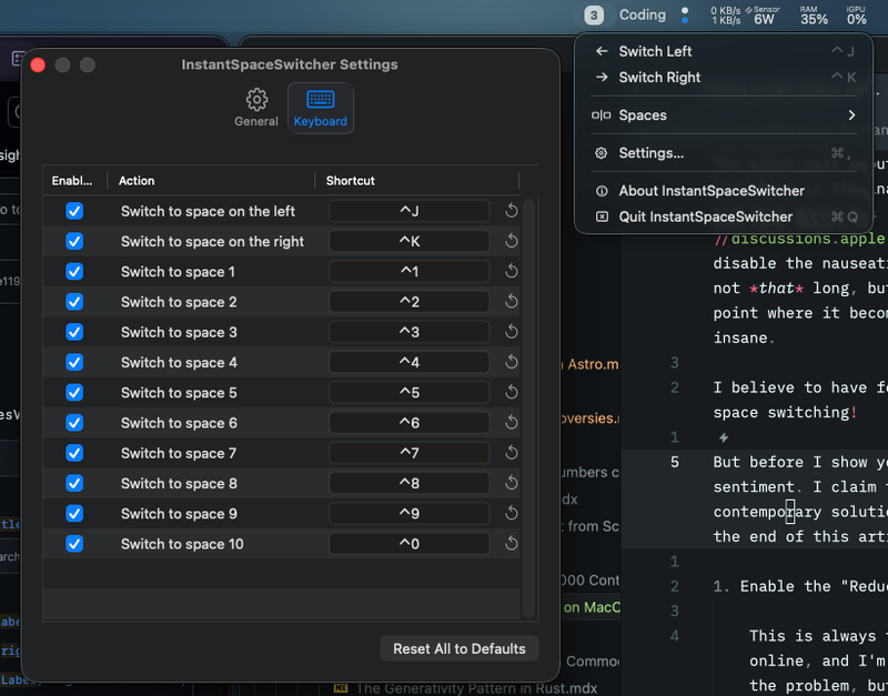 macOS에서 스페이스 전환할 때 그 느린 애니메이션, 드디어 없앨 수 있어요