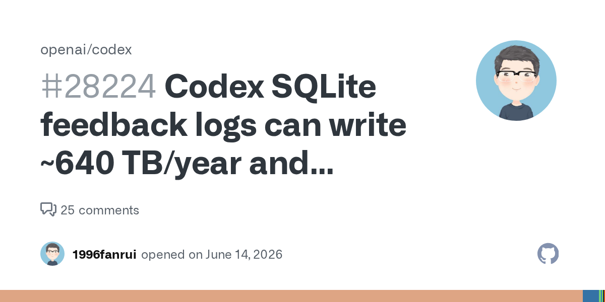 내 SSD가 위험하다? OpenAI Codex 로그 버그 이야기