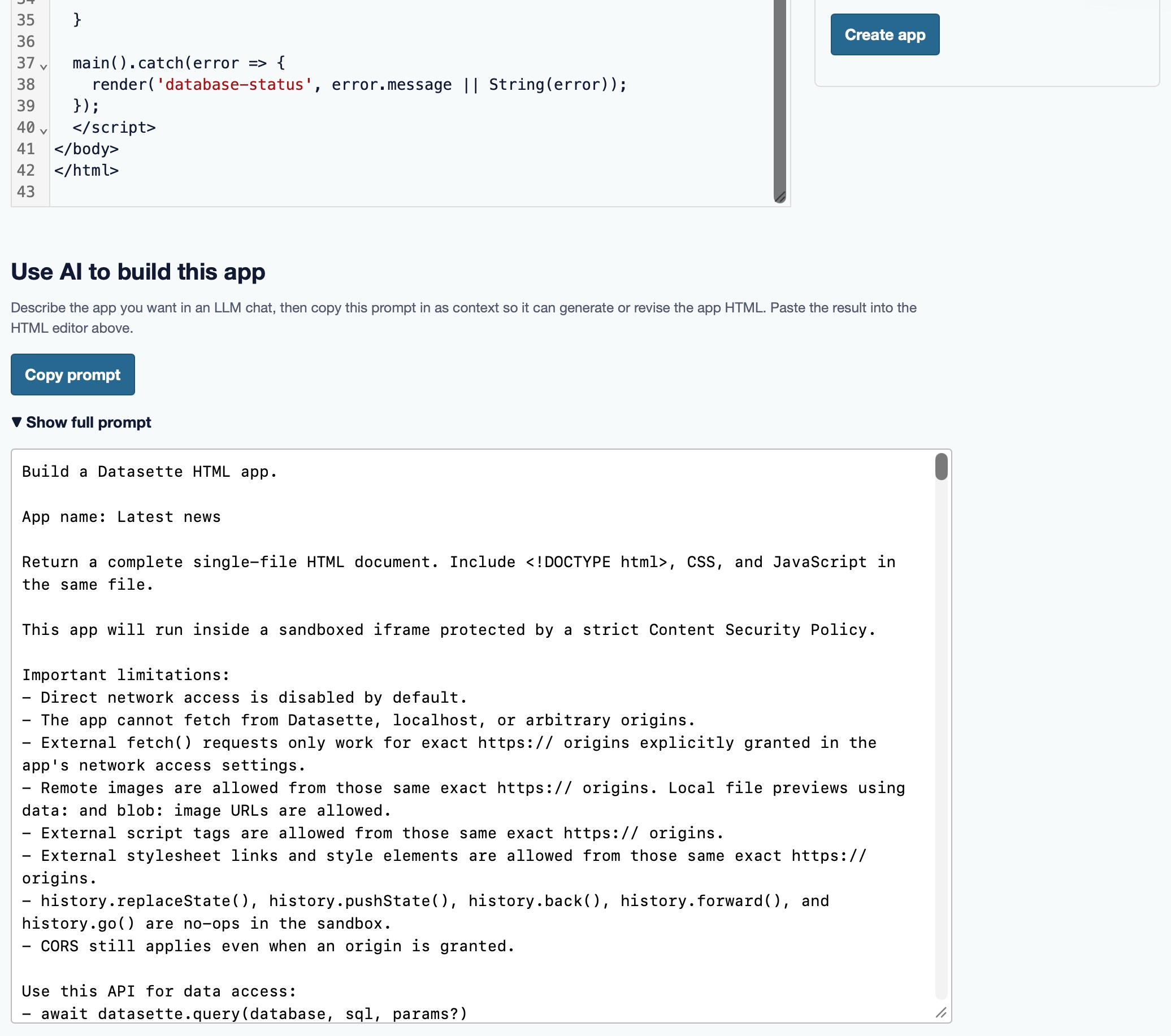 SQLite 파일 하나로 데이터 앱까지 — Datasette에 'Apps' 기능이 생겼어요