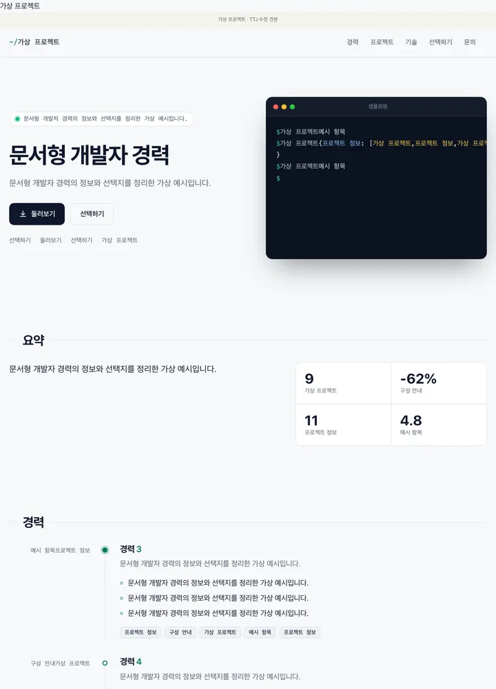 문서형 개발자 경력 견본