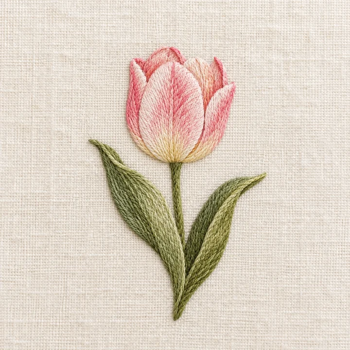 튤립 꽃 자수 — 꽃 자수 견본 견본