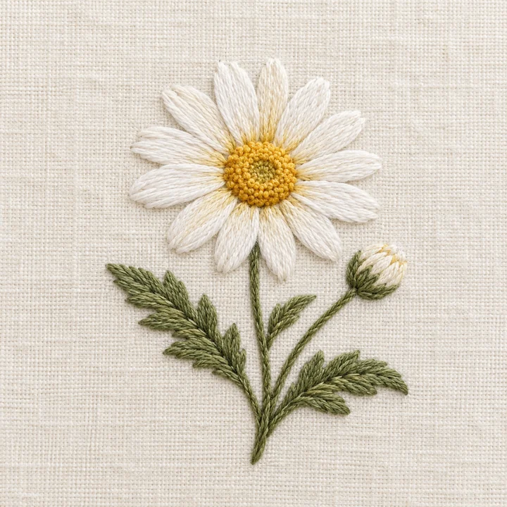 데이지 꽃 자수 — 꽃 자수 견본 견본