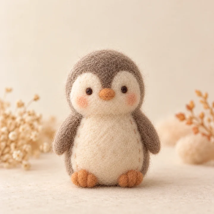 작은 펠트 펭귄 인형 — 펠트 동물 인형 견본
