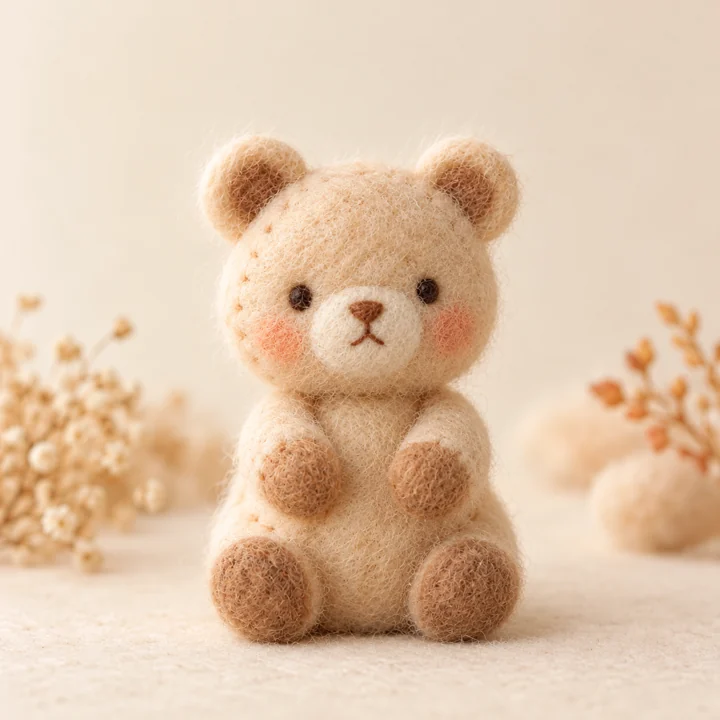 작은 펠트 곰 인형 — 펠트 동물 인형 견본