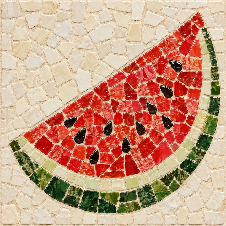 수박 조각 — 타일 모자이크 과일 견본