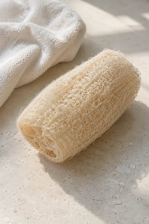 마른 천연 수세미 — 실사 욕실과 휴식 견본