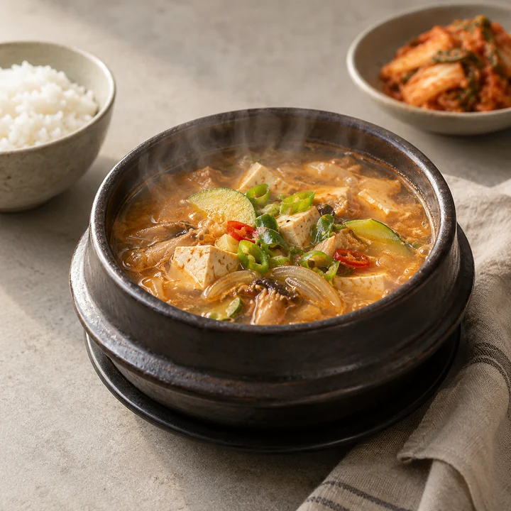 뚝배기 된장찌개 — 실사 한식 한 그릇 견본