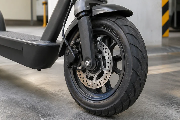 전기 스쿠터 바퀴 — 실사 이동수단 디테일 견본