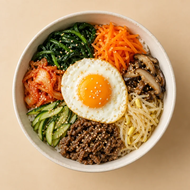한 접시의 비빔밥 — 음식 메뉴 사진 견본