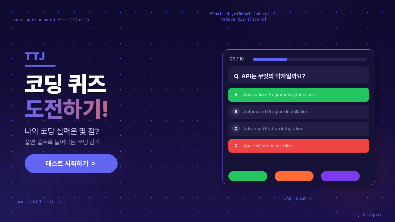 코딩 퀴즈, 나의 코딩 실력은 몇 점?