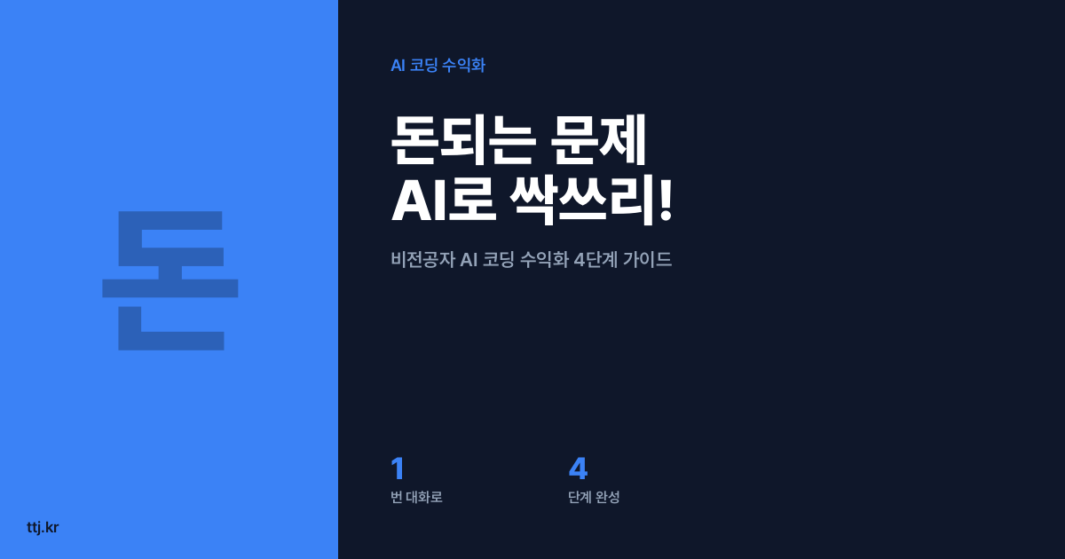 AI 챗봇과 대화 한 번으로 '돈 되는 문제' 싹쓰리! 비전공자를 위한 AI 코딩 수익화 4단계 가이드