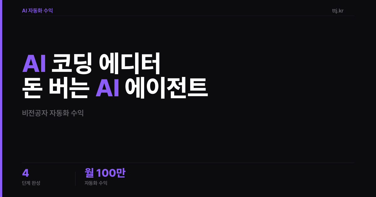 AI 코딩 에디터로 '나만의 돈 버는 AI 에이전트' 뚝딱! 비전공자 4단계 실전 가이드