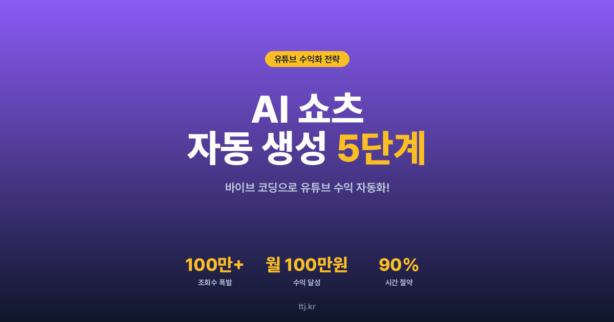 바이브 코딩으로 AI 쇼츠 '자동 생성': 조회수 폭발, 돈 버는 5단계 실전 가이드