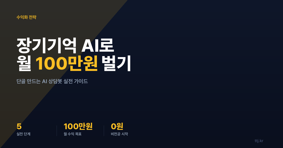 손님 얼굴도 기억 못 하는 AI는 가라! '장기 기억' 달아 단골 만드는 AI 상담봇으로 월 100만원 버는 5단계 실전 가이드