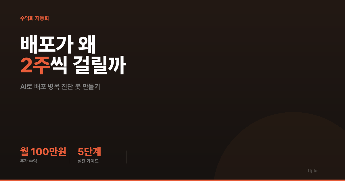 "왜 우리 팀은 배포가 2주씩 걸릴까?" — 비전공자도 AI로 'GitHub 배포 병목 자동 진단 리포트' 봇 만들어 팀·외주로 월 100만원 버는 5단계 실전 가이드