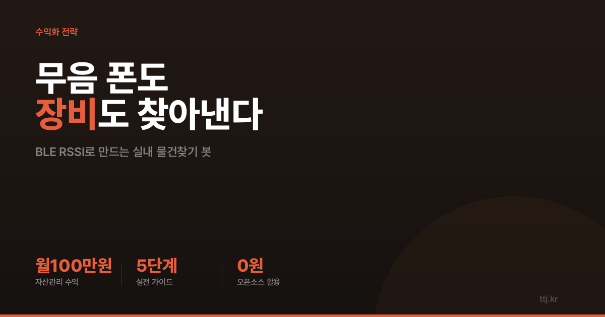 "무음 폰도, 창고 속 장비도 찾아낸다" — 비전공자도 블루투스 신호세기(RSSI)로 'BLE 실내 물건찾기 봇' 만들어 창고·병원·스튜디오에 월 100만원 받는 5단계 실전 가이드