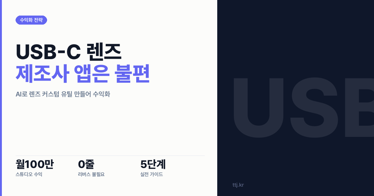 "USB-C 달린 렌즈, 제조사 앱은 불편하다" — 비전공자도 리버스 엔지니어링 없이 AI로 '탐론 렌즈 버튼·포커스 커스텀 유틸' 만들어 사진작가·영상 스튜디오에 월 100만원 받는 5단계 실전 가이드