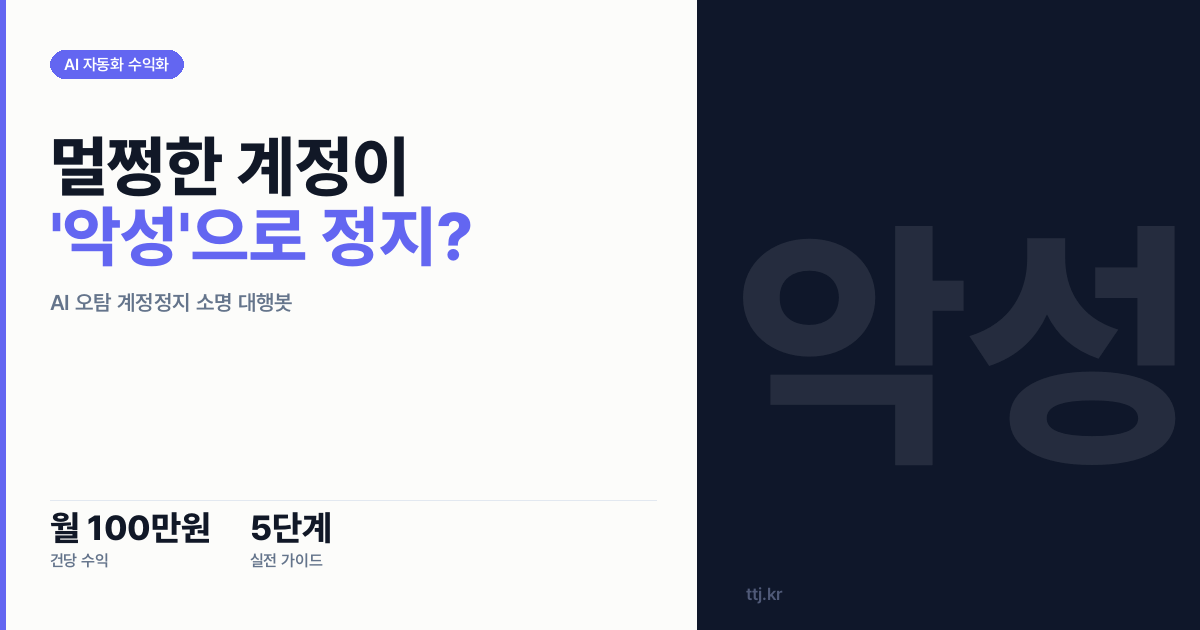"멀쩡한 앱·광고 계정이 하루아침에 '악성'으로 정지됐다면?" — 비전공자도 AI로 '구글·앱스토어 오탐 계정정지 자동 증거수집·이의제기(소명서) 대행봇' 만들어 앱개발사·쇼핑몰·광고대행사에 월 100만원 받는 5단계 실전 가이드