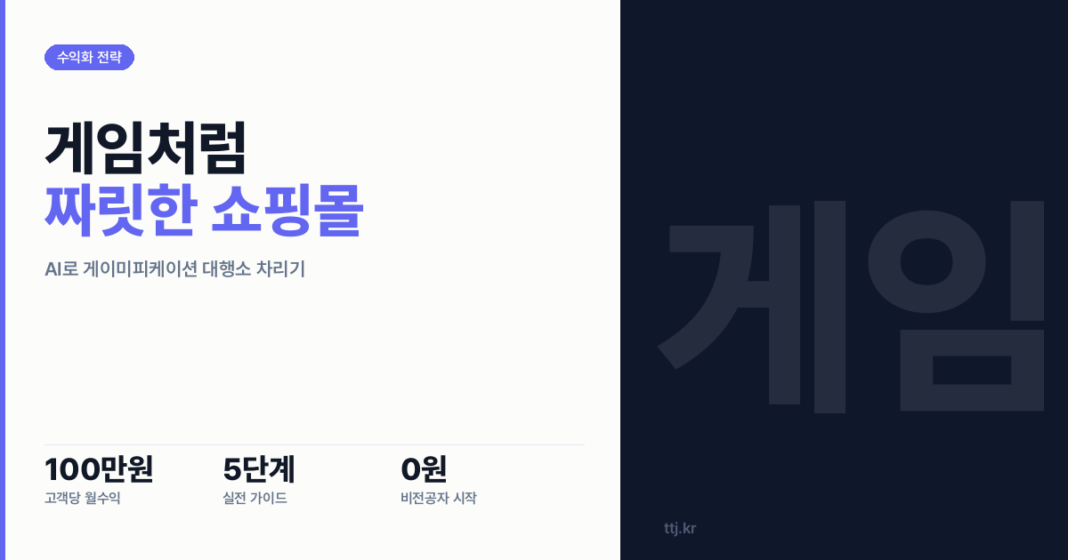 "버튼 하나에 손님이 설렌다면? 게임처럼 '짜릿한' 쇼핑몰을 만들어 드립니다" — 비전공자도 AI로 '게임식 마이크로인터랙션·게이미피케이션(축하 이펙트·진행바·사운드 피드백) 전환율 개선 대행소' 차려 쇼핑몰·예약사이트·온라인클래스·1인 창업가에게 월 100만원 받는 5단계 실전 가이드