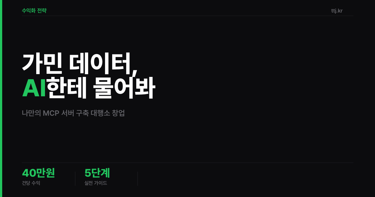 "내 가민·애플워치 데이터, 엑셀로 긁지 말고 AI한테 직접 물어보세요" — 비전공자도 AI로 '웨어러블·개인 데이터를 챗GPT와 연결하는 나만의 MCP 서버 구축 대행소' 차려 PT샵·필라테스·한의원·러닝크루에 건당 40만원 받는 5단계 실전 가이드